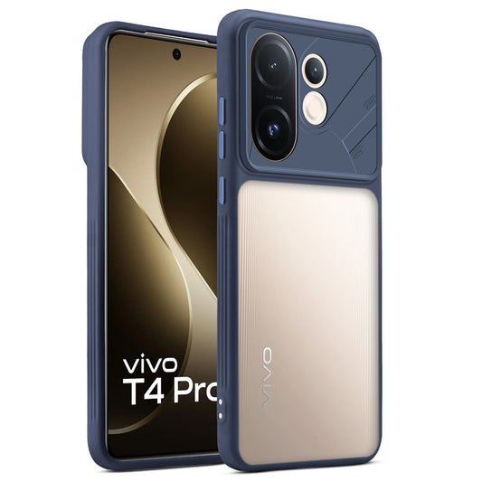 Premium Frosted Back Cover with Textured Camera Design & Metal-Look Buttons for Vivo T4 Pro 5G