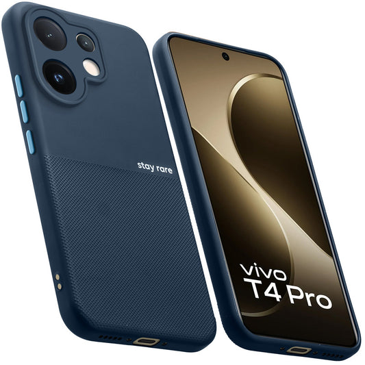 Premium Silicone Textured Case With Camera Protection & Inner Microfiber Lining Back Cover For Vivo T4 Pro 5G