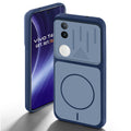 Blue back cover for Vivo T4R 5G with camera cut protection and ring design on back side.