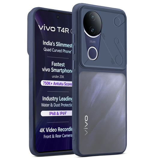 Premium Frosted Back Cover with Textured Camera Design & Metal-Look Buttons for Vivo T4R 5G