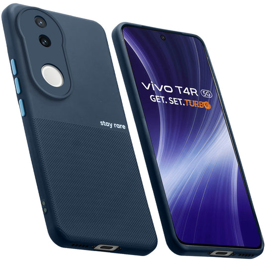 Premium Silicone Textured Case With Camera Protection & Inner Microfiber Lining Back Cover For Vivo T4R 5G