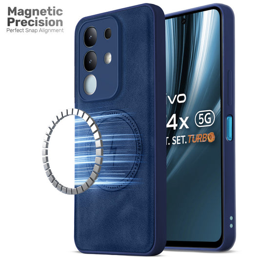 Refined PU Leather Case for Vivo T4x 5G , with Support for MagSafe & Wireless Accessories