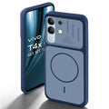 Blue back cover for Vivo T4x 5G with camera cut protection and ring design on back side.