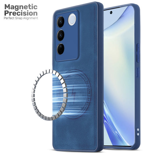 Refined PU Leather Case for Vivo V27 5G , with Support for MagSafe & Wireless Accessories