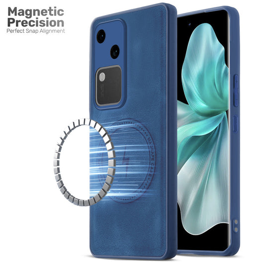 Refined PU Leather Case for Vivo V30 5G , with Support for MagSafe & Wireless Accessories