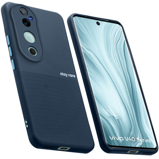 Premium Silicone Textured Case With Camera Protection & Inner Microfiber Lining Back Cover For Vivo V40 5G