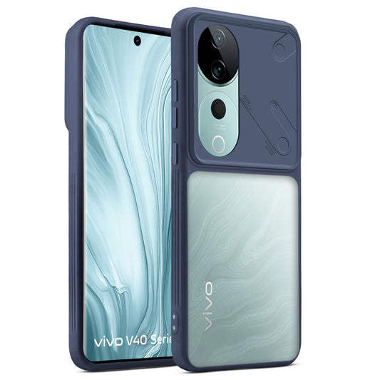 Premium Frosted Back Cover with Textured Camera Design & Metal-Look Buttons for Vivo V40 5G