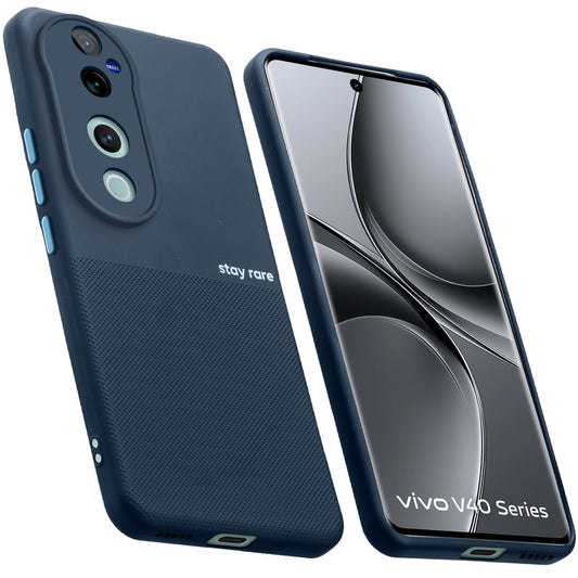 Premium Silicone Textured Case With Camera Protection & Inner Microfiber Lining Back Cover For Vivo V40 Pro 5G