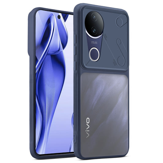 Premium Frosted Back Cover with Textured Camera Design & Metal-Look Buttons for Vivo V50e 5G