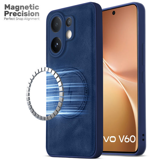 Refined PU Leather Case for Vivo V60 5G , with Support for MagSafe & Wireless Accessories