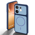Blue back cover for Vivo V60 5G with camera cut protection and ring design on back side.