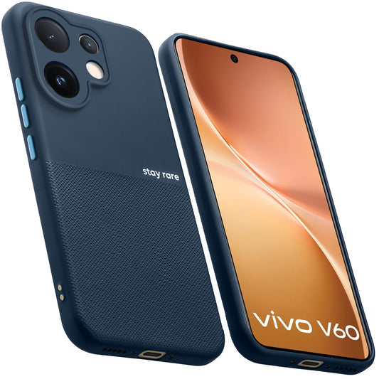 Premium Silicone Textured Case With Camera Protection & Inner Microfiber Lining Back Cover For Vivo V60 5G