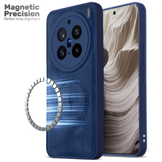 Refined PU Leather Case for Vivo X200 Pro 5G , with Support for MagSafe & Wireless Accessories