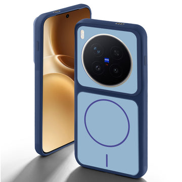 Blue back cover for Vivo X300 Pro 5G with camera cut protection and ring design on back side.