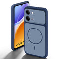 Blue back cover for Vivo Y05 4G with camera cut protection and ring design on back side.