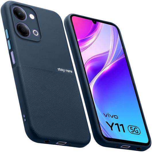 Premium Silicone Textured Case With Camera Protection & Inner Microfiber Lining Back Cover For Vivo Y11 5G