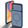Blue back cover for Vivo Y20 with camera cut protection and ring design on back side.