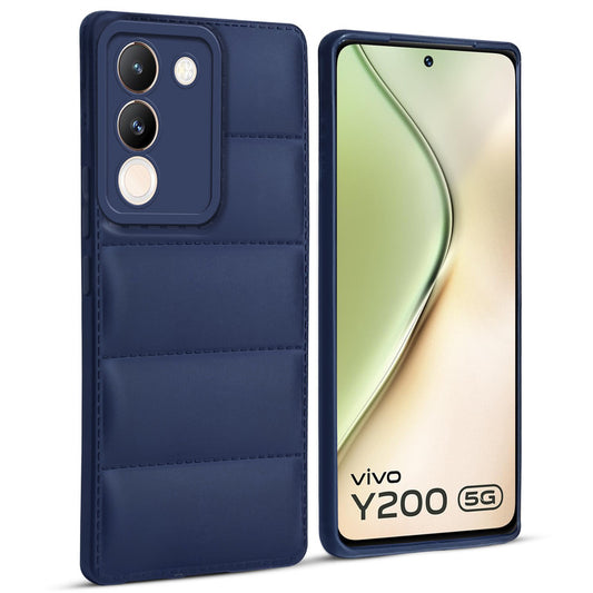 Leather Textured Back Cover for Vivo Y200 5G, Shockproof Case with Camera Protection