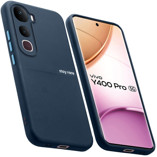 Premium Silicone Textured Case With Camera Protection & Inner Microfiber Lining Back Cover For Vivo Y400 Pro 5G