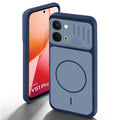 Blue back cover for Vivo Y51 Pro 5G with camera cut protection and ring design on back side.