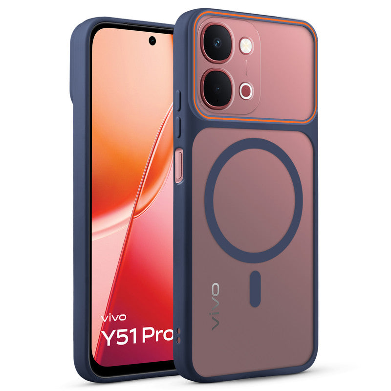 Premium Magnetic Case for Vivo Y51 Pro 5G with Frosted Back, Soft Silicone Edges & Raised Camera Protection
