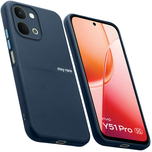 Premium Silicone Textured Case With Camera Protection & Inner Microfiber Lining Back Cover For Vivo Y51 Pro 5G