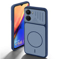 Blue back cover for Vivo Y56 5G with camera cut protection and ring design on back side.