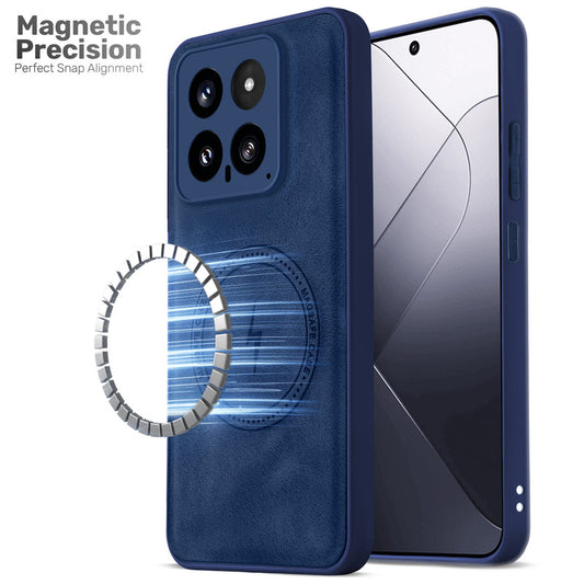 Refined PU Leather Case for Xiaomi 14 5G , with Support for MagSafe & Wireless Accessories