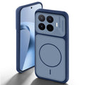 Blue back cover for Xiaomi 17T 5G with camera cut protection and ring design on back side.