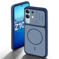 Blue back cover for iQOO Z10X 5G with camera cut protection and ring design on back side.