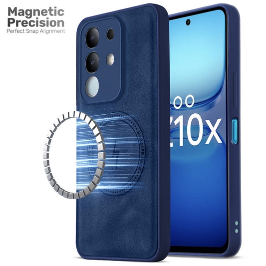 Refined PU Leather Case for iQOO Z10x 5G , with Support for MagSafe & Wireless Accessories