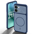 Blue back cover for iQOO Z11x 5G with camera cut protection and ring design on back side.