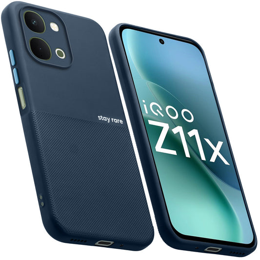Premium Silicone Textured Case With Camera Protection & Inner Microfiber Lining Back Cover For iQOO Z11x 5G