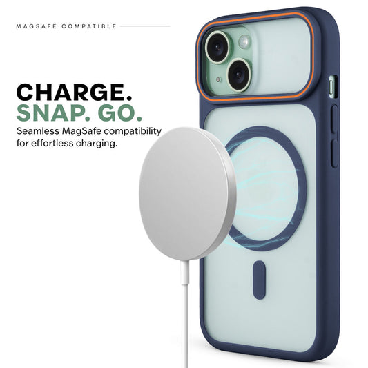 Premium MagSafe Case for Apple iPhone 15 with Frosted Back, Soft Silicone Edges & Raised Camera Protection