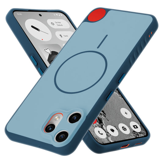 Matte Silicone Dual Color Back Cover with Metal Buttons & Ring Design for CMF Nothing Phone 2 Pro