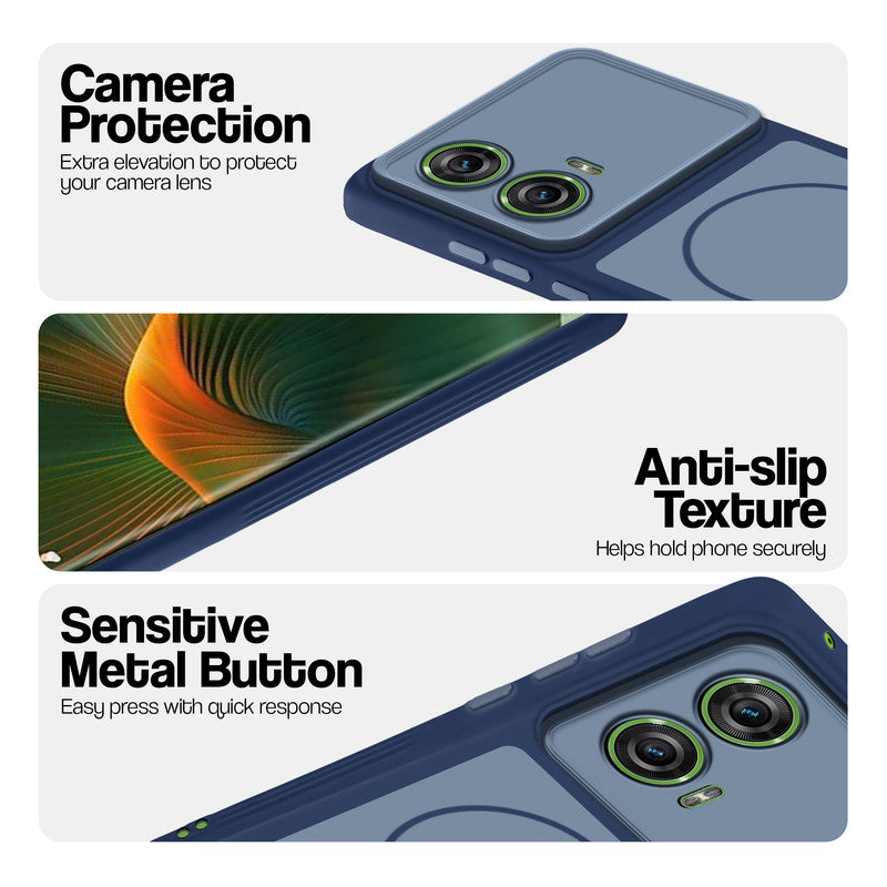 Blue Phone case for Motorola Moto Edge 50 Fusion 5G highlighting raised camera protection, anti-slip texture, and responsive side buttons
