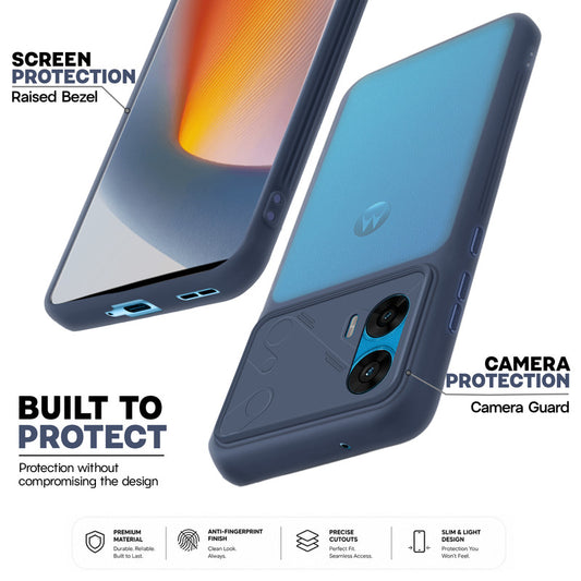 Premium Frosted Back Cover with Textured Camera Design & Metal-Look Buttons for Motorola Moto Edge 50 Fusion 5G