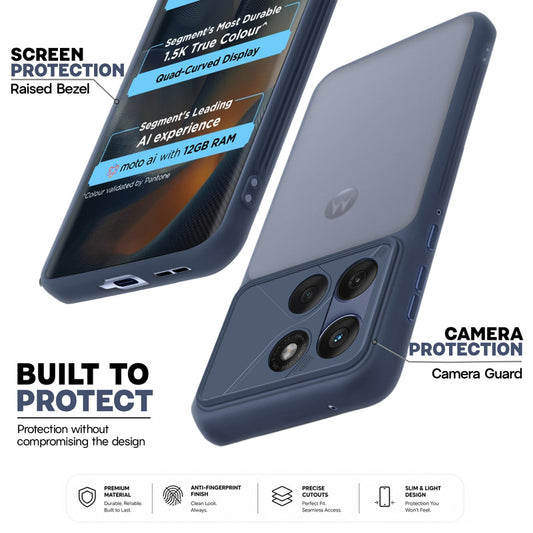 Premium Frosted Back Cover with Textured Camera Design & Metal-Look Buttons for Motorola Moto Edge 60 5G