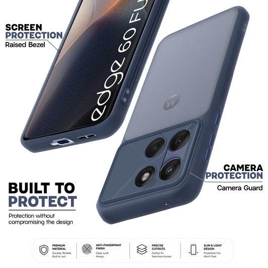 Premium Frosted Back Cover with Textured Camera Design & Metal-Look Buttons for Motorola Moto Edge 60 Fusion 5G