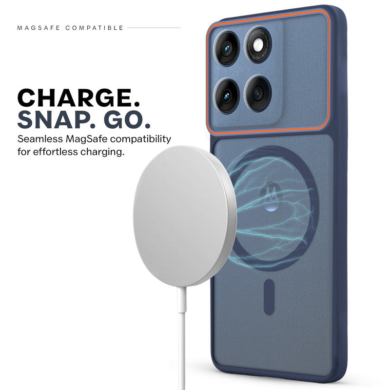 Premium Magnetic Case for Motorola Moto Edge 60 Fusion 5G with Frosted Back, Soft Silicone Edges & Raised Camera Protection