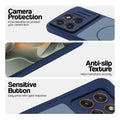 Blue phone case for Motorola Moto Edge 70 5G showing camera safety edges, anti slip side grip and easy press button covers.