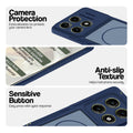 Blue phone case for Motorola Moto Edge 70 Pro 5G showing camera safety edges, anti slip side grip and easy press button covers.