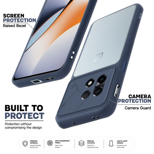 Premium Frosted Back Cover with Textured Camera Design & Metal-Look Buttons for OnePlus 11R 5G