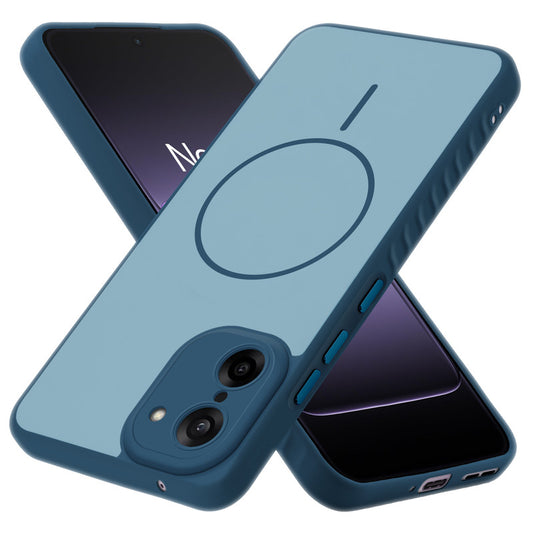 Matte Silicone Dual Color Back Cover with Metal Buttons & Ring Design for OnePlus Nord CE 5 5G