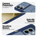 Blue phone case for Oppo A6 Pro 5G showing camera safety edges, anti slip side grip and easy press button covers.