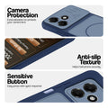 Blue phone case for Oppo A6C 4G showing camera safety edges, anti slip side grip and easy press button covers.
