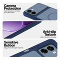 Blue phone case for Oppo A6s 5G showing camera safety edges, anti slip side grip and easy press button covers.