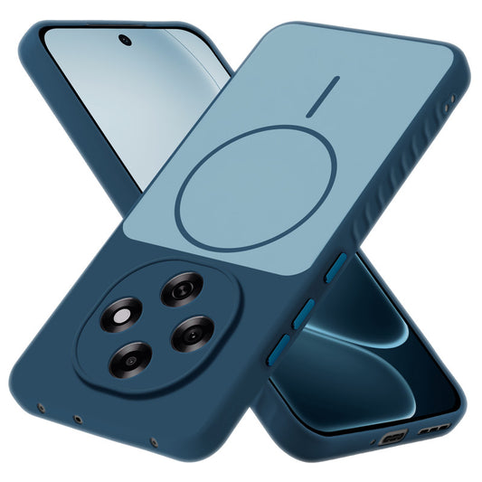 Matte Silicone Dual Color Back Cover with Metal Buttons & Ring Design for Oppo F31 Pro 5G