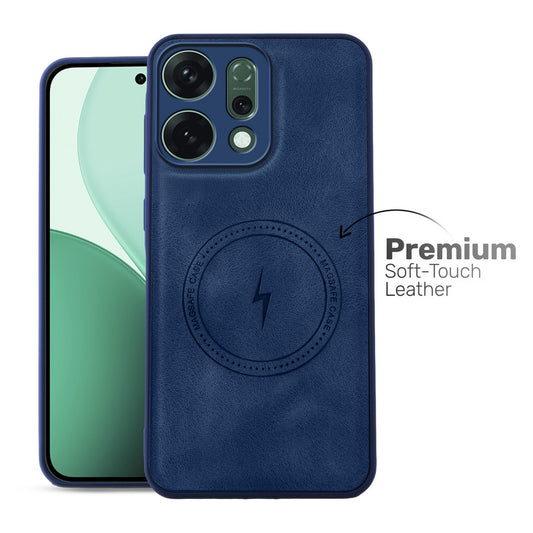 Refined PU Leather Case for Oppo Reno 14 5G , with Support for MagSafe & Wireless Accessories