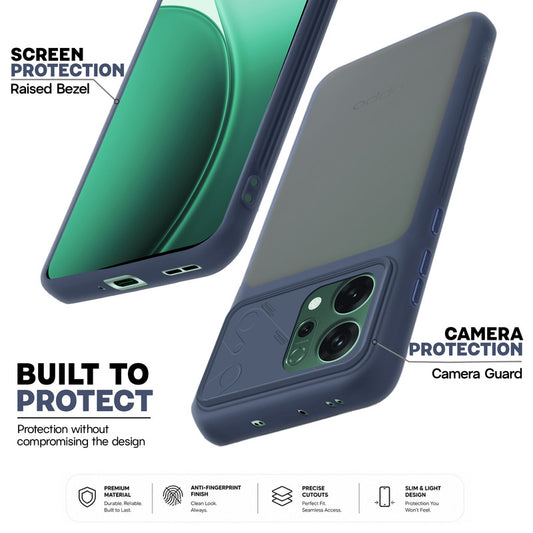 Premium Frosted Back Cover with Textured Camera Design & Metal-Look Buttons for Oppo Reno 14 5G